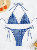 Split Bikini Printing Stitching Bandage Swimsuit