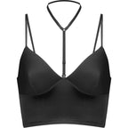 Women's Black No Steel Ring Bra Halterneck Bra
