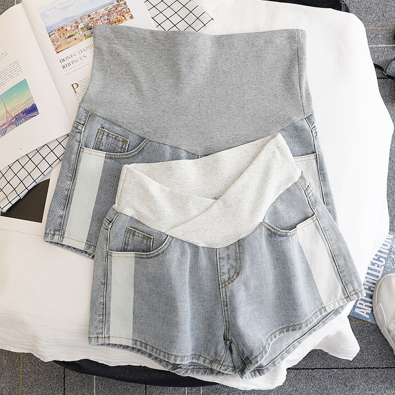 Wear Maternity Shorts, Mothers Wear Thin Denim Belly Lift Maternity Pants During Pregnancy