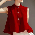 Fashion Everything Sleeveless Solid Color Loose Temperament Western Style Shirt Top Vest