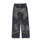 Men's And Women's Same Style American-style Distressed Heavy Industry Straight Casual Jeans