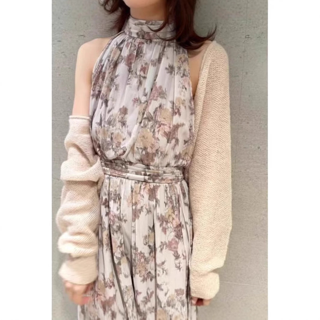 Retro Sleeveless Halter Fitted Waist Vest Dress