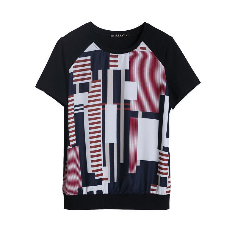 Middle-aged Mom Geometric Pattern Printed Top