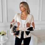 Women's Love V-neck Knitted Sweater Coat