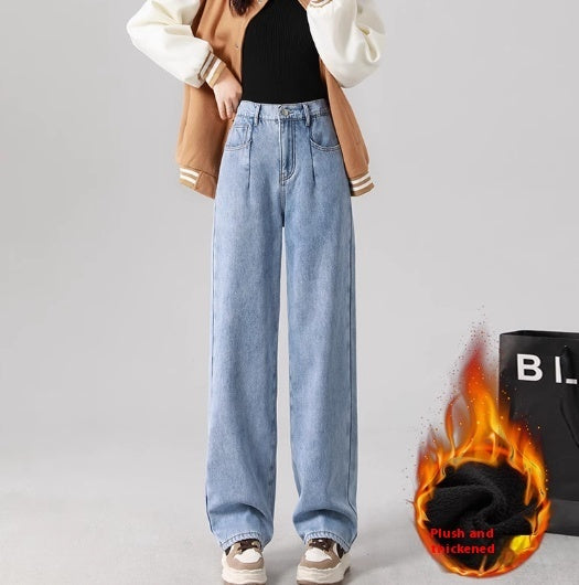 Straight High Waist Draped Casual Wide-leg Pants