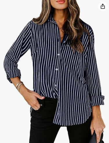 European And American Trendy Shirt Striped Pattern Printed 3D Shirt