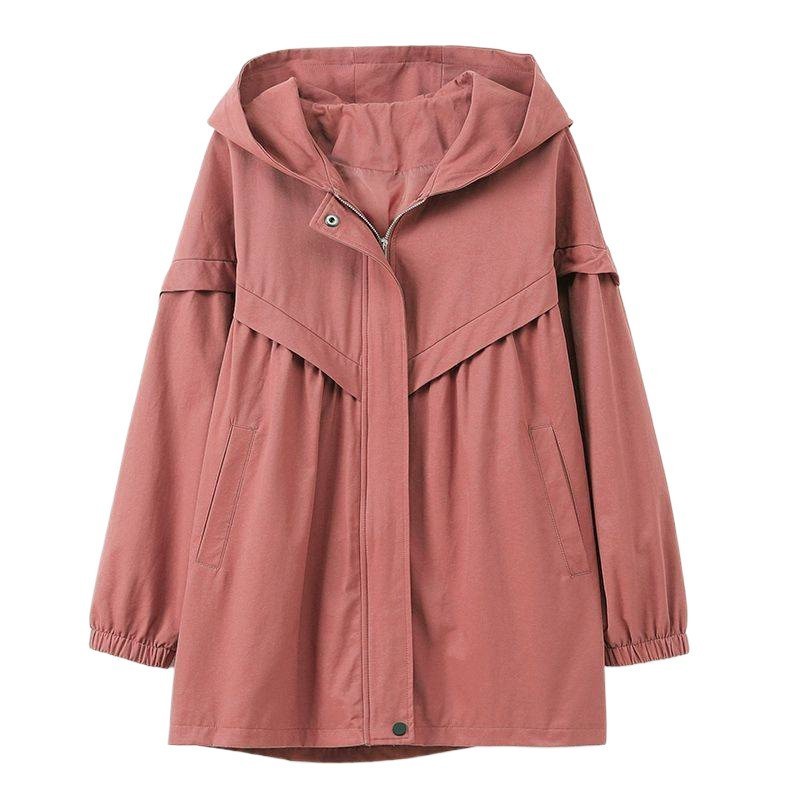 Casual Versatile Plus Size Loose Hooded Mid-length Jacket